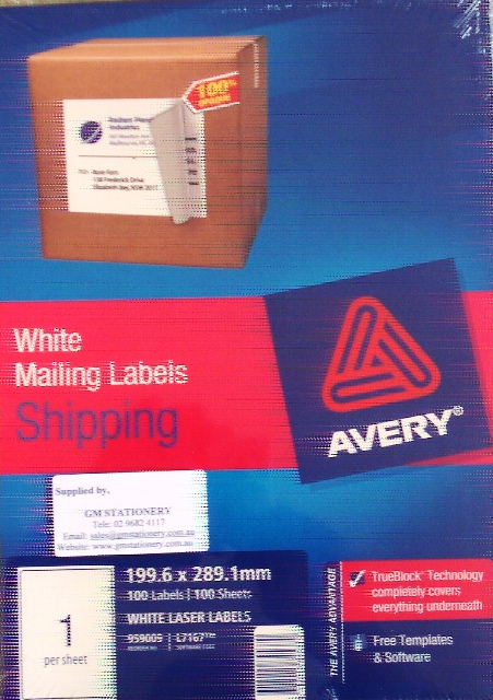 Avery 959009 label L7167-100 199.1 x 289.1mm Box 100